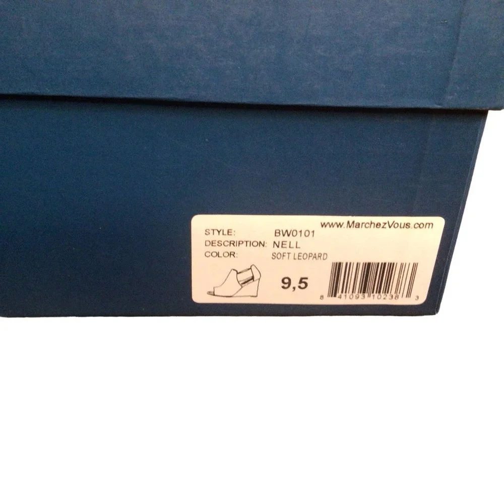 NWT Marchez Vouz Blue Leopard leather wedge heel shoes sz 9,5‎